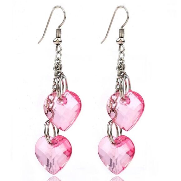 (C2) Dangling Heart Earrings - Picture 1 of 2